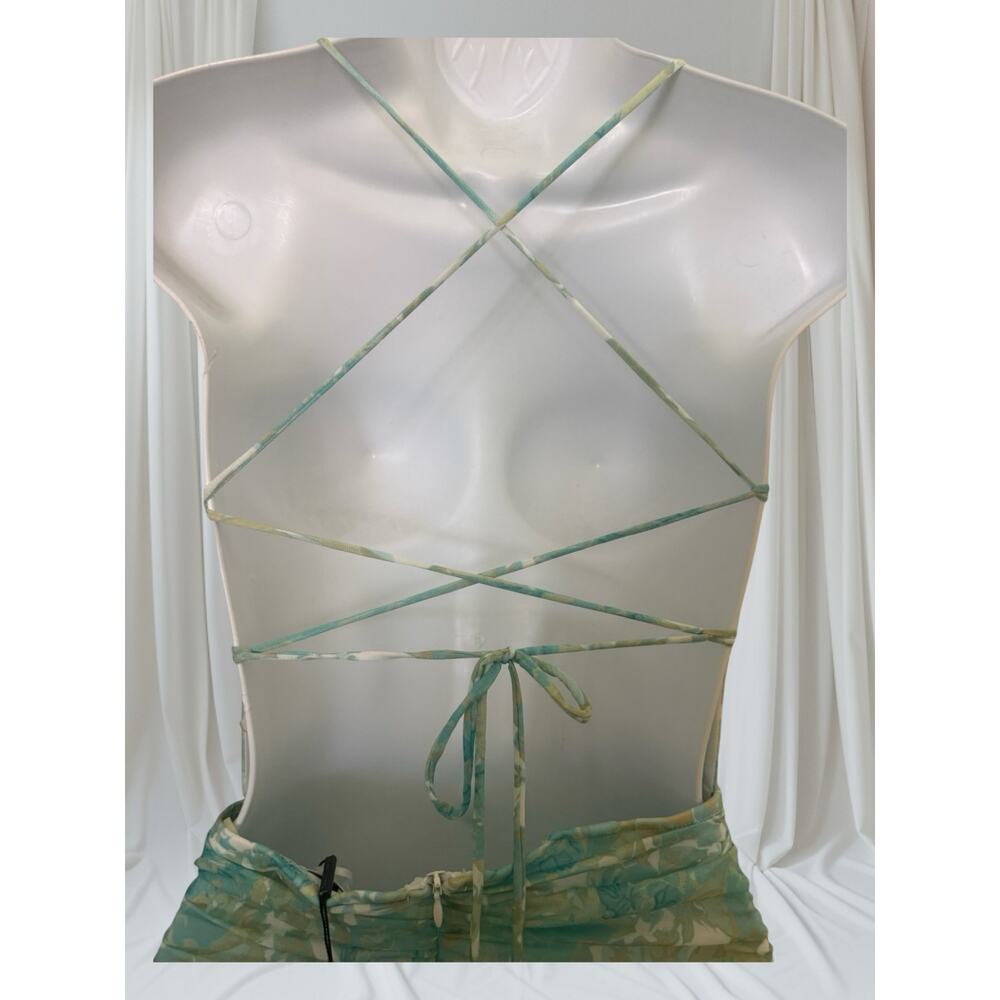 NWT Hello Molly Green Foral Color CrissCross Back Straps Showing Back 4 - Picture 6 of 9